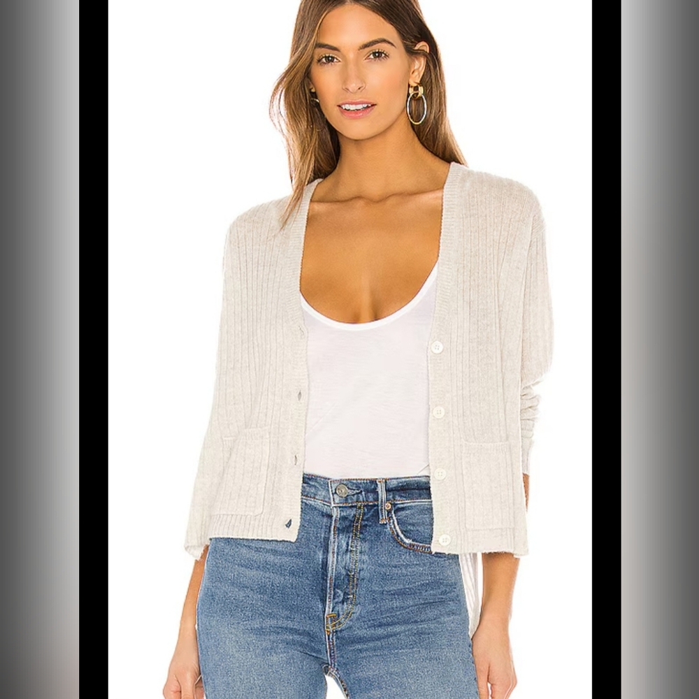 ATM Anthony Thomas Melillo Loose Cashmere Ribbed Cardigan Sweater